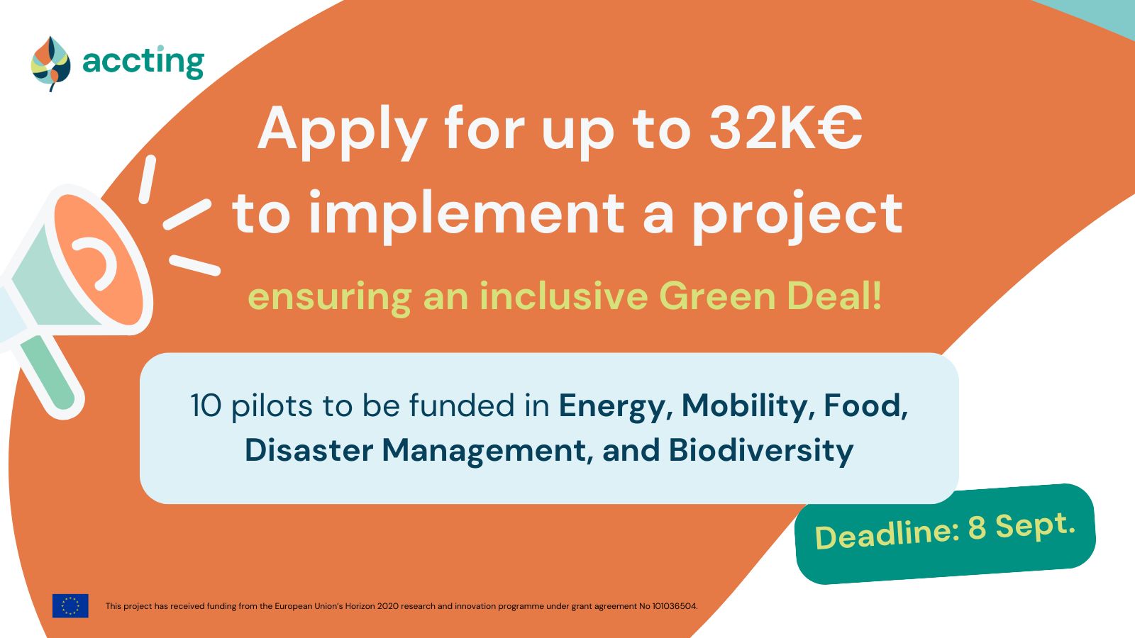Funding Opportunity: The ACCTING project will be funding 10 pilot projects related to the EU Green Deal